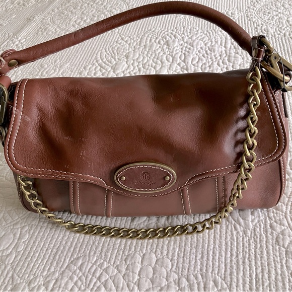 Talbots Handbags - NWT Talbots brown leather shoulder bag w/magnetic closure & chain option